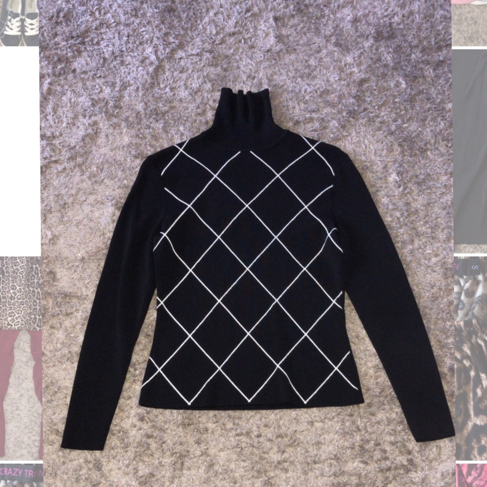 Black Nylon Turtle Neck Sweater